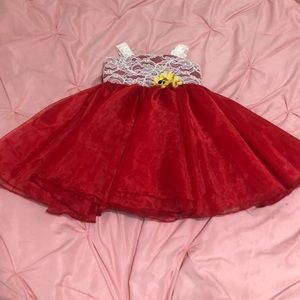 Red sunflower baby dress
